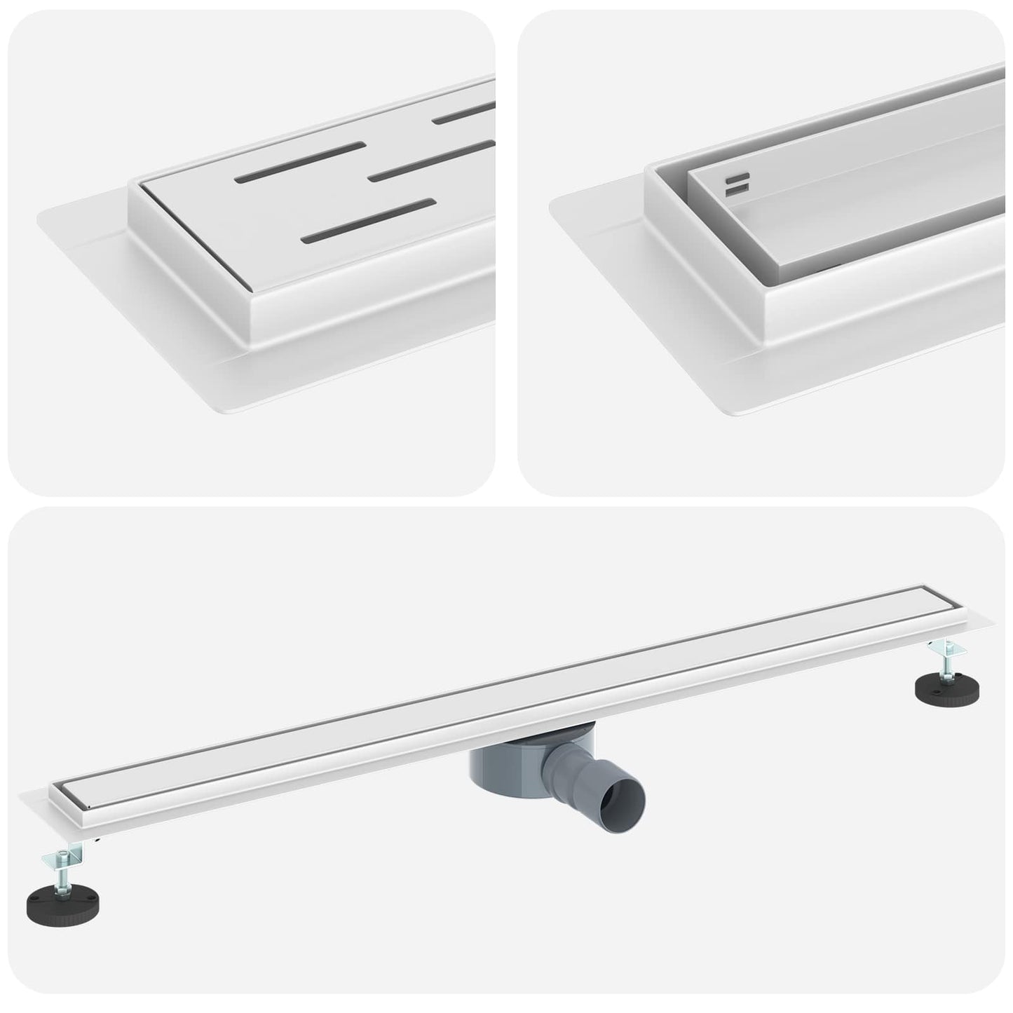 Vidaxx caniveau de douche 2 en 1 avec siphon 360° argent 90 cm