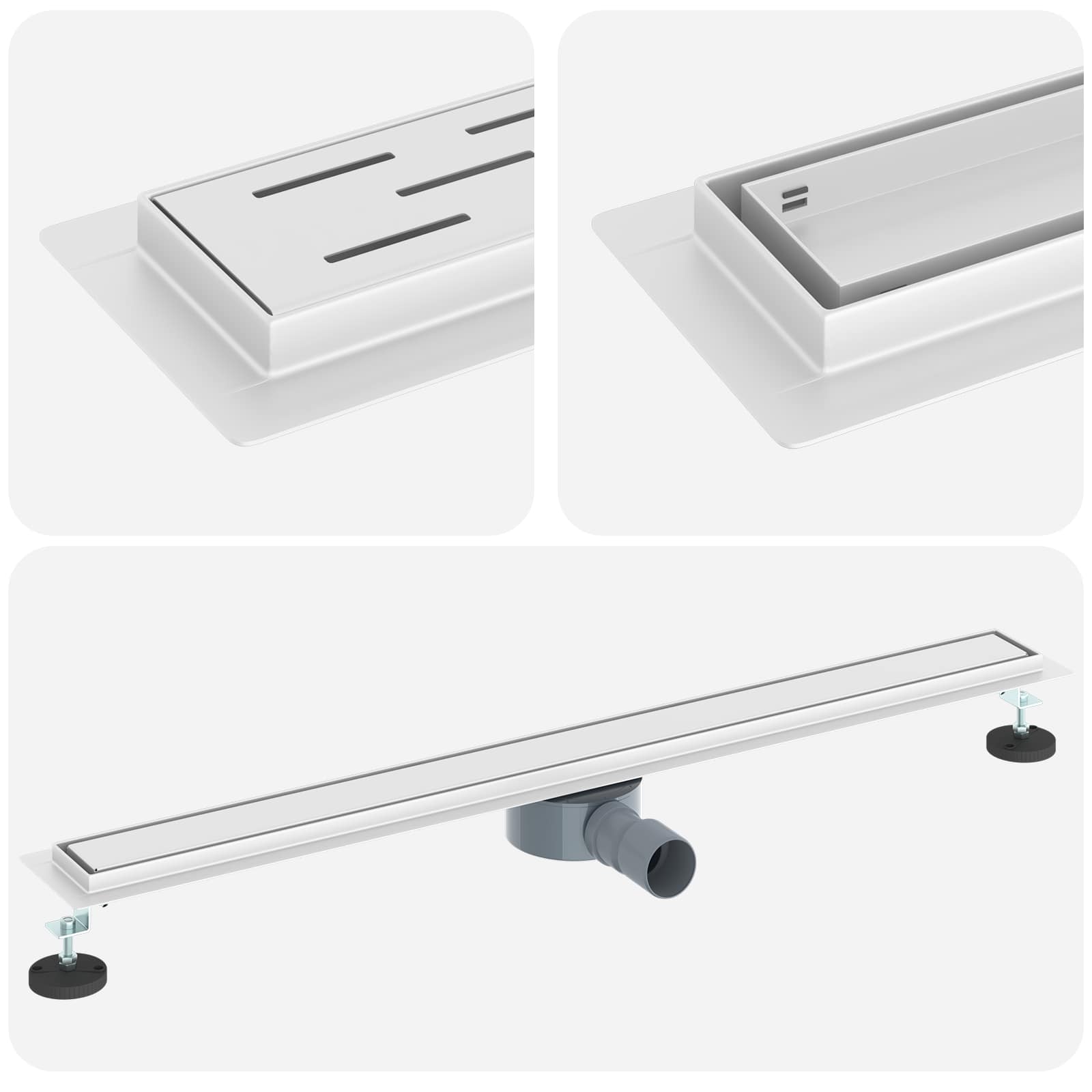 Vidaxx caniveau de douche 2 en 1 avec siphon 360° argent 90 cm