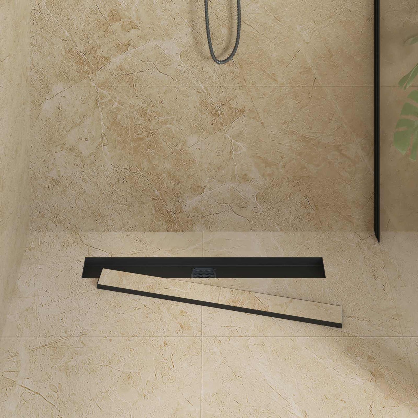 Vidaxx caniveau de douche 2 en 1 avec siphon 360° noir 70 cm
