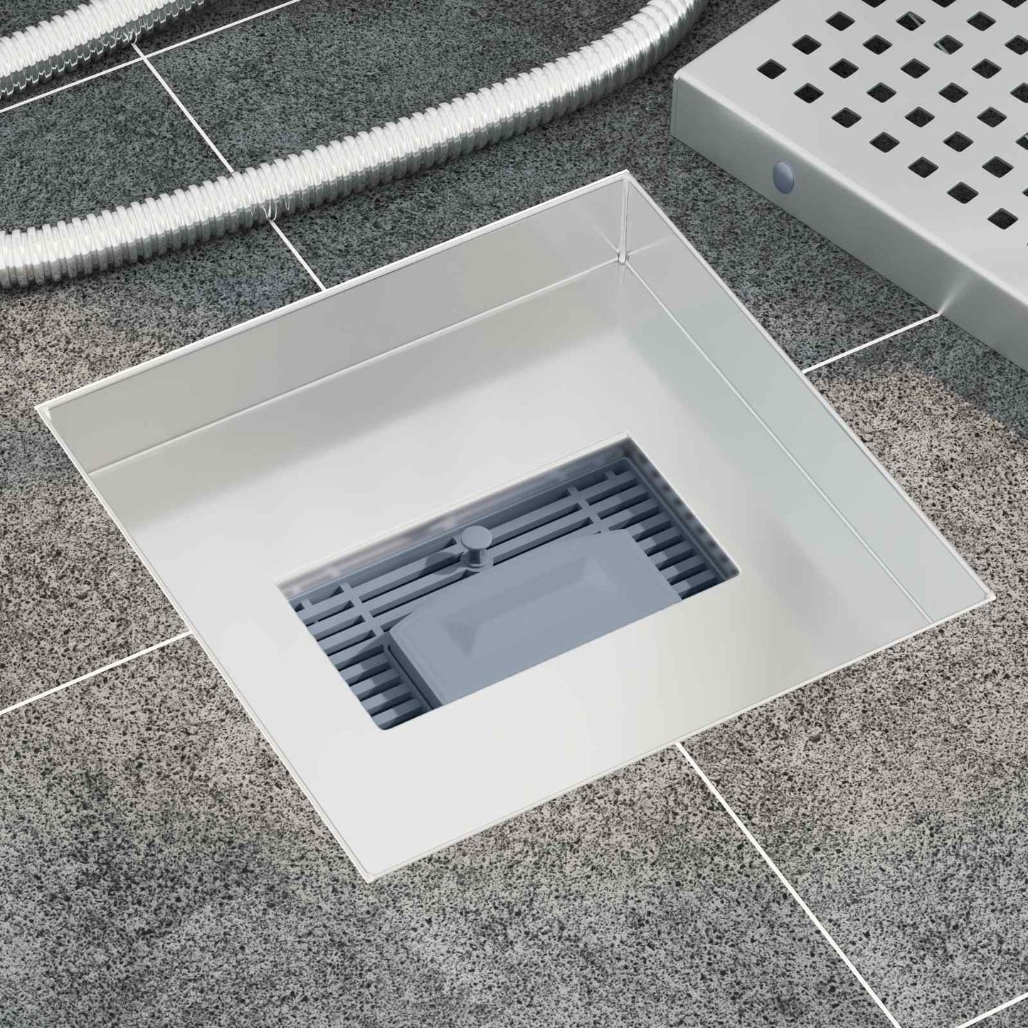 VidaXL dot caniveau de douche argent 20 x 20 cm acier inoxydable 304