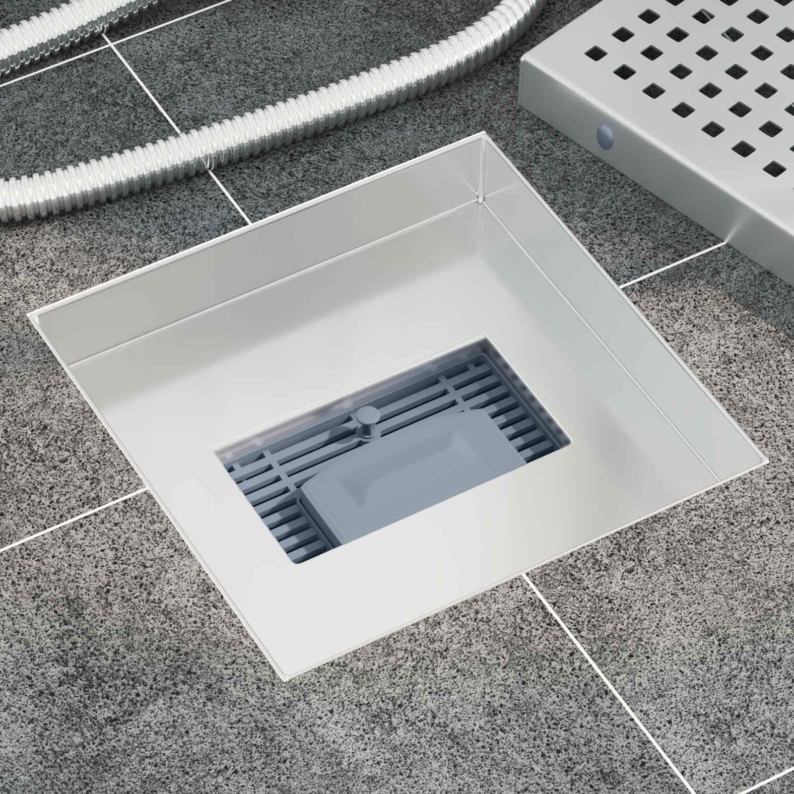 VidaXL dot caniveau de douche argent 20 x 20 cm acier inoxydable 304