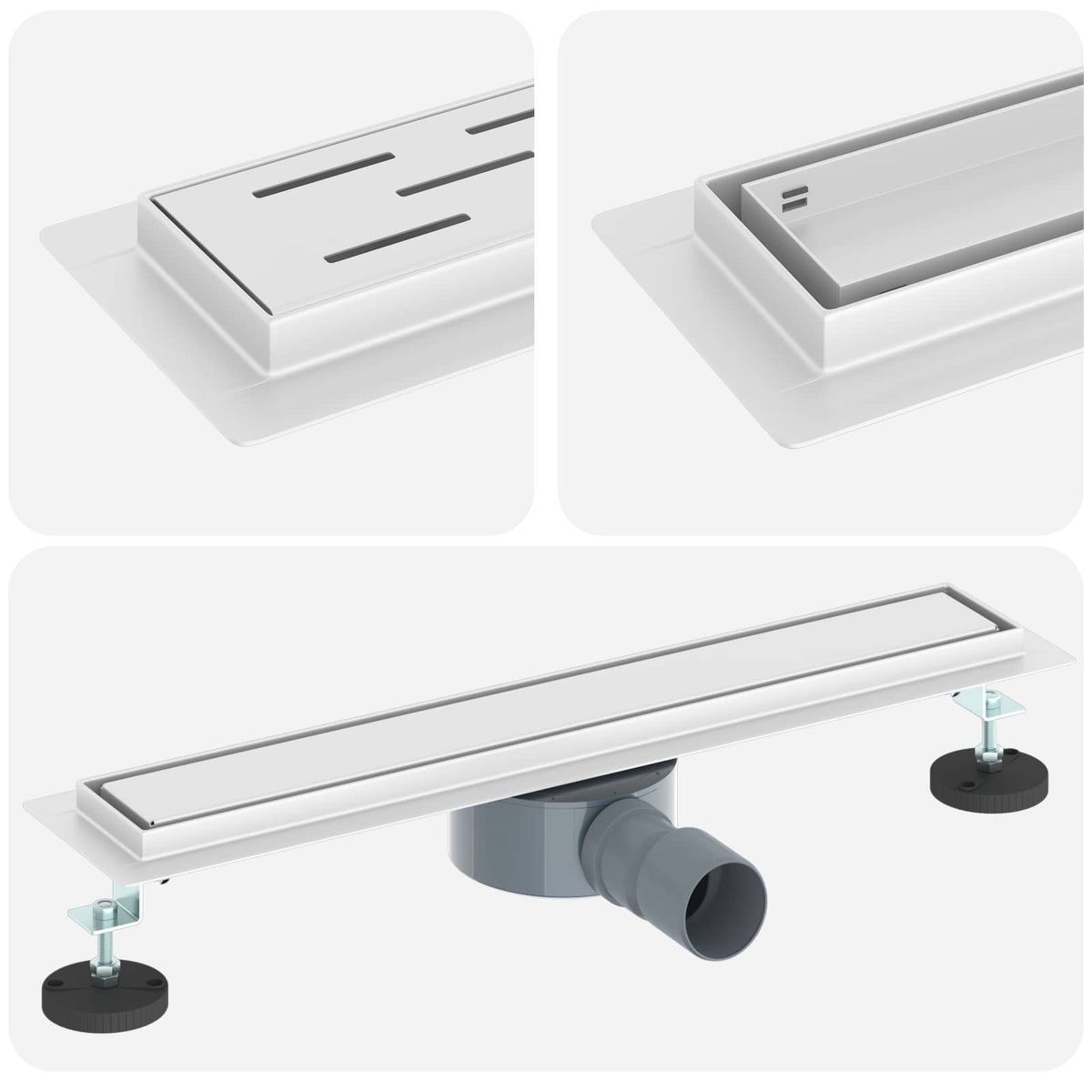 Vidaxx caniveau de douche 2 en 1 avec siphon 360° argent 54 x 11 x 9,5 cm
