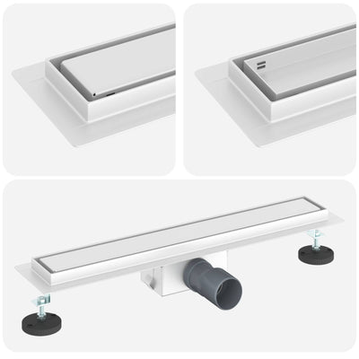 VidaXL caniveau de douche 2 en 1 argent 60 cm acier inoxydable 304
