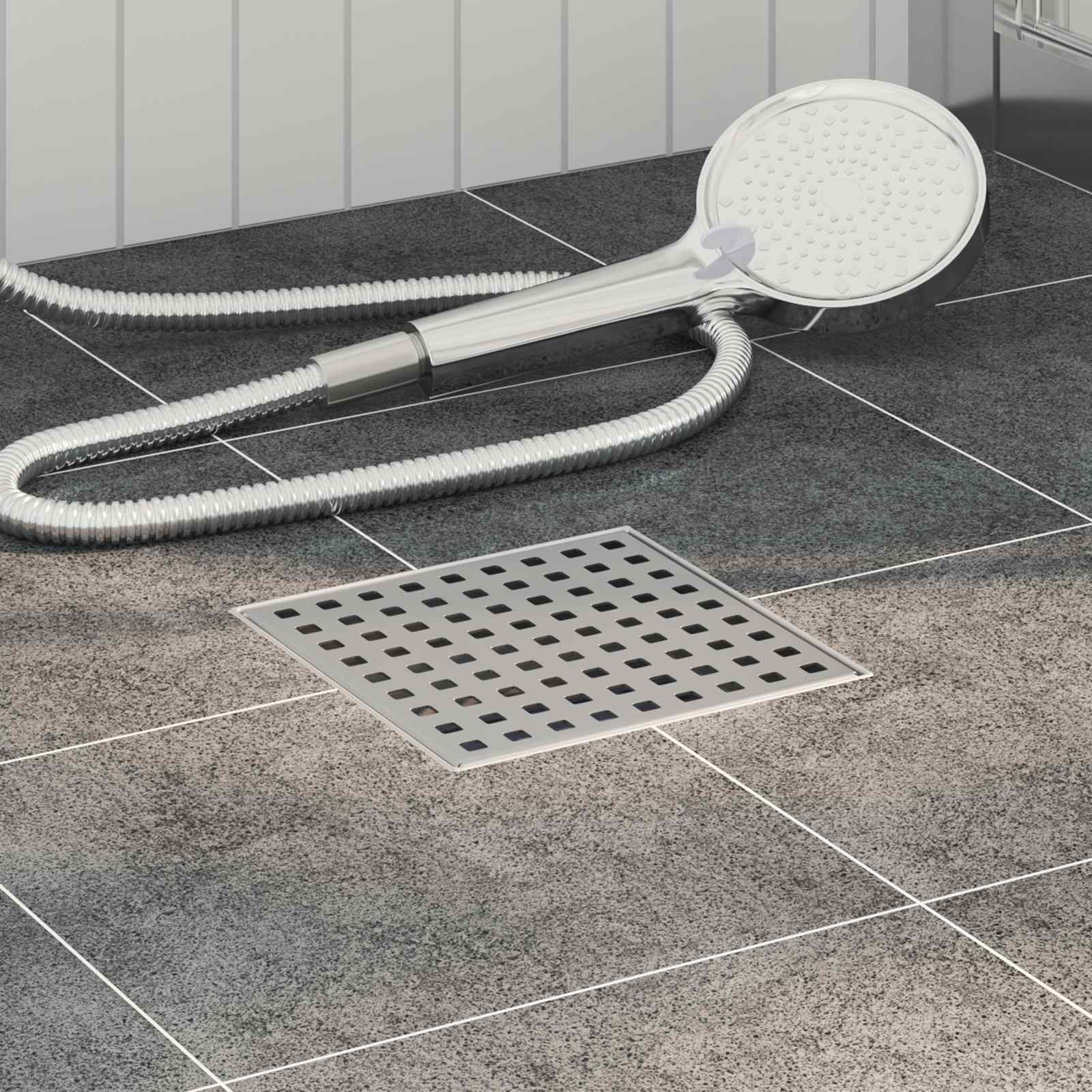 Vidaxxl dot caniveau de douche argent 15 x 15 cm acier inoxydable 304