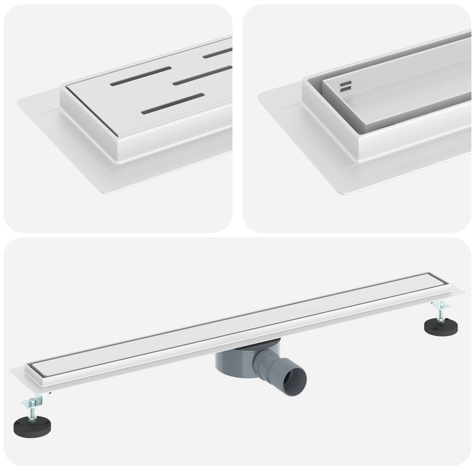Vidaxx caniveau de douche 2 en 1 avec siphon 360° argent 80 cm