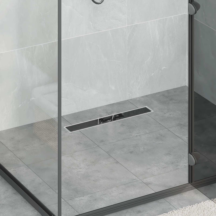 Vidaxxl caniveau de douche avec couvercle en verre noir 60 cm acier inoxydable 304