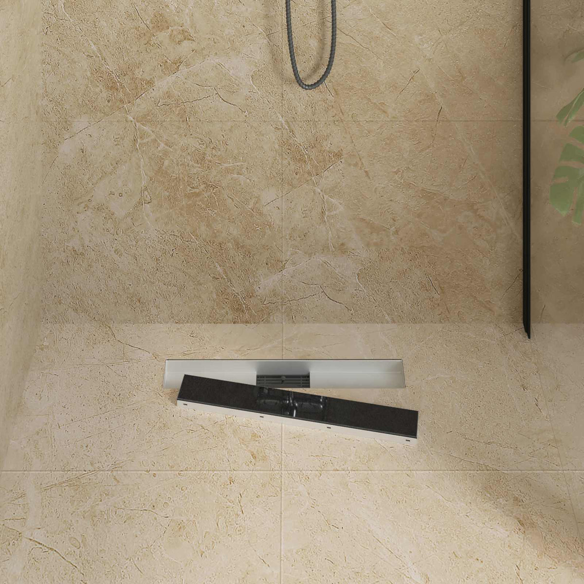 Vidaxxl caniveau de douche avec couvercle en verre noir 60 cm acier inoxydable 304