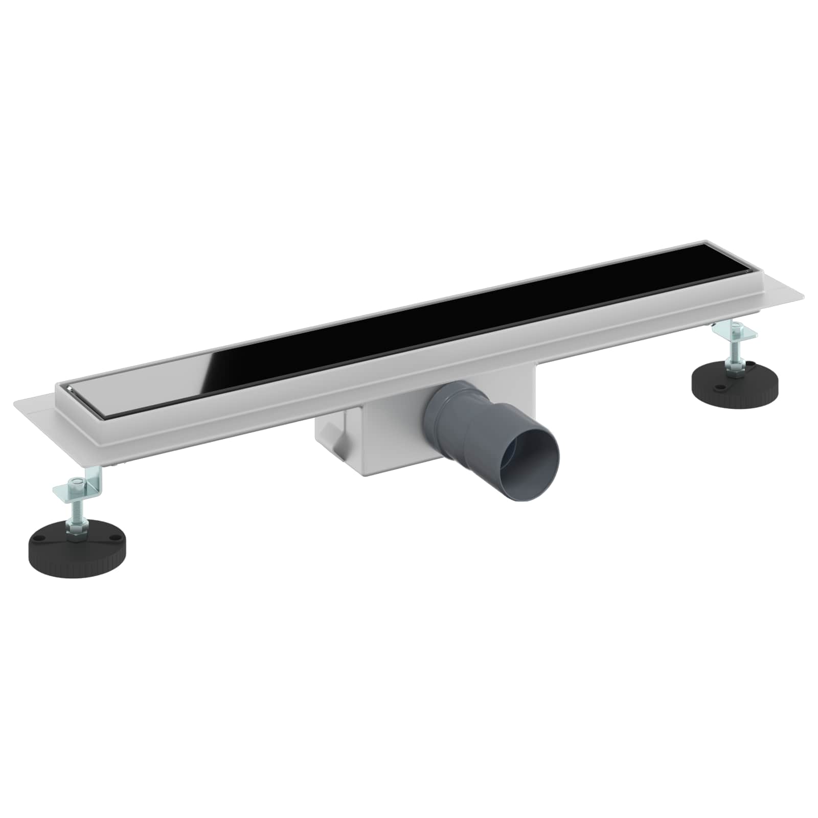 Vidaxxl caniveau de douche avec couvercle en verre noir 60 cm acier inoxydable 304