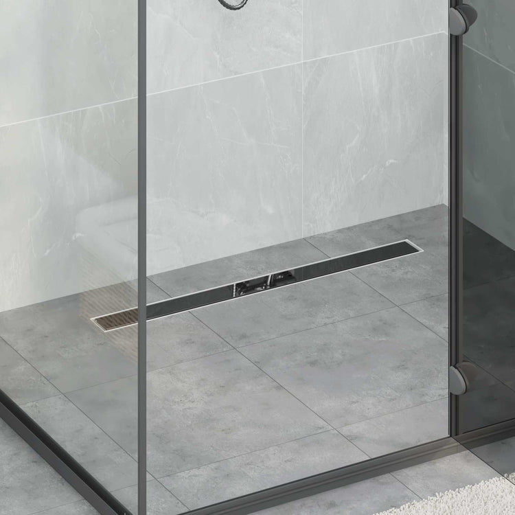 Vidaxx couvercle en verre pour caniveau de douche avec siphon 360° noir 80 cm