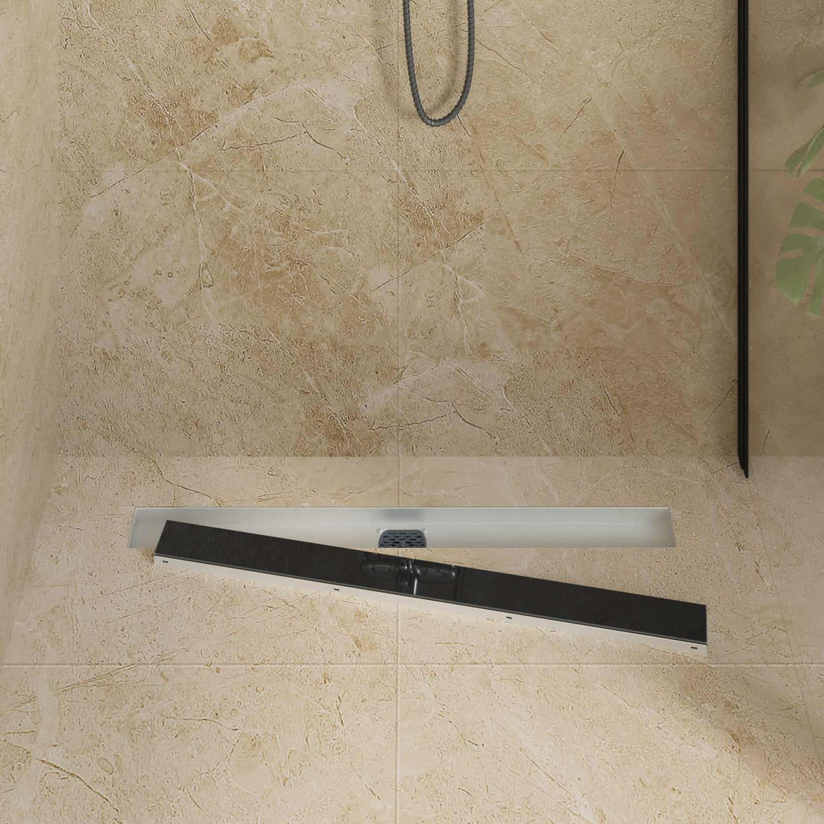 Vidaxx couvercle en verre pour caniveau de douche avec siphon 360° noir 80 cm