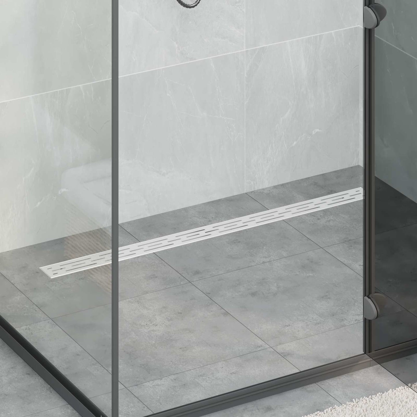 Vidaxx couvercle en verre pour caniveau de douche avec siphon 360° argent 100 cm
