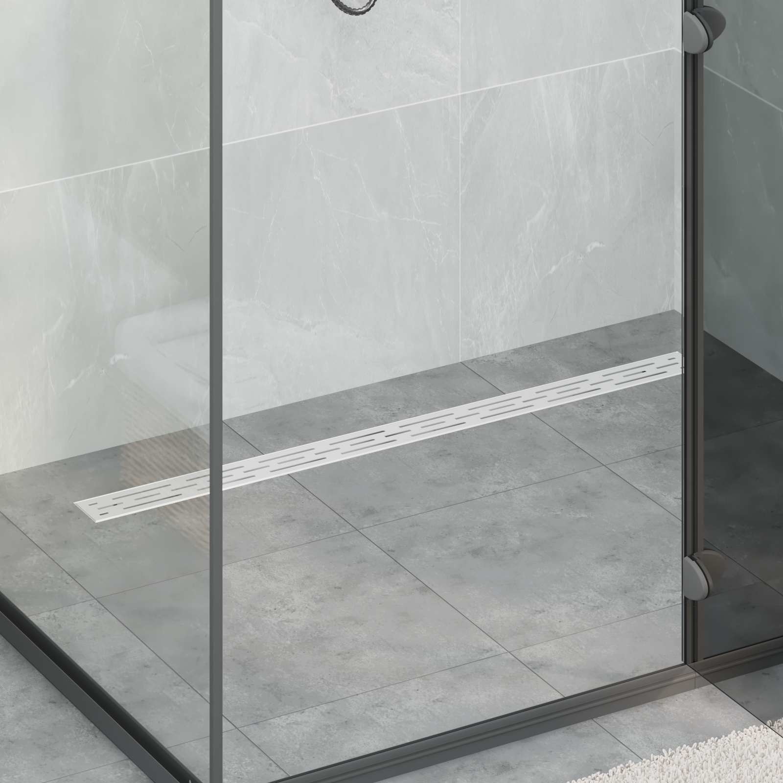 Vidaxx couvercle en verre pour caniveau de douche avec siphon 360° argent 100 cm