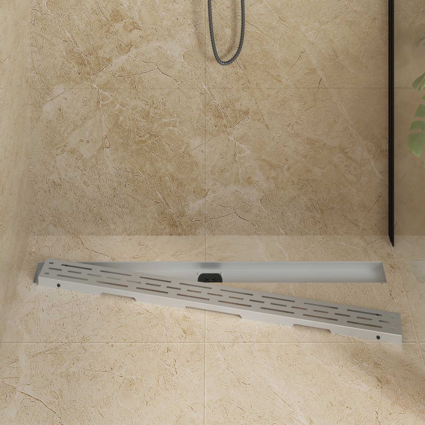 Vidaxx couvercle en verre pour caniveau de douche avec siphon 360° argent 100 cm