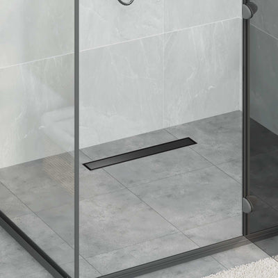 Vidaxx caniveau de douche 2 en 1 noir 50 cm acier inoxydable 304