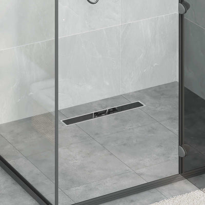 Vidaxx couvercle en verre pour caniveau de douche avec siphon 360° noir 50 cm