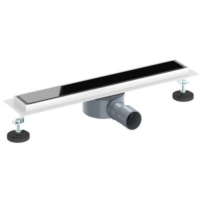 Vidaxx couvercle en verre pour caniveau de douche avec siphon 360° noir 50 cm