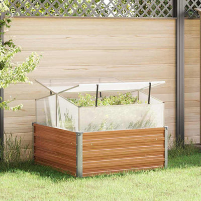Vidaxl jardinière avec serre marron clair 100 x 100 x 77 cm