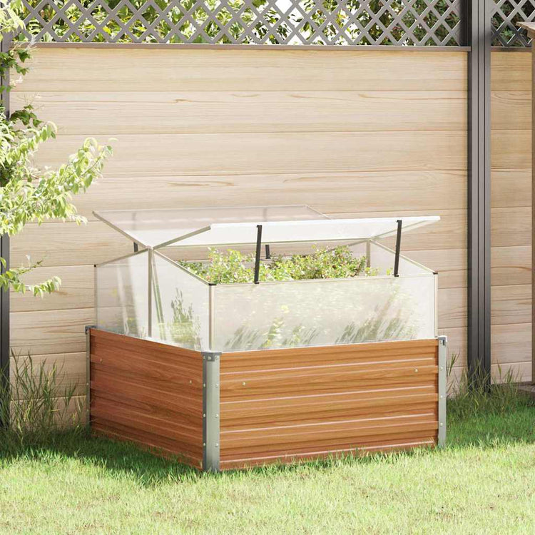 Vidaxl jardinière avec serre marron clair 100 x 100 x 77 cm