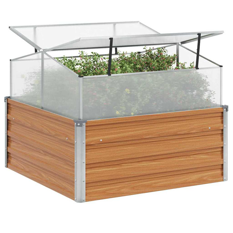 Vidaxl jardinière avec serre marron clair 100 x 100 x 77 cm