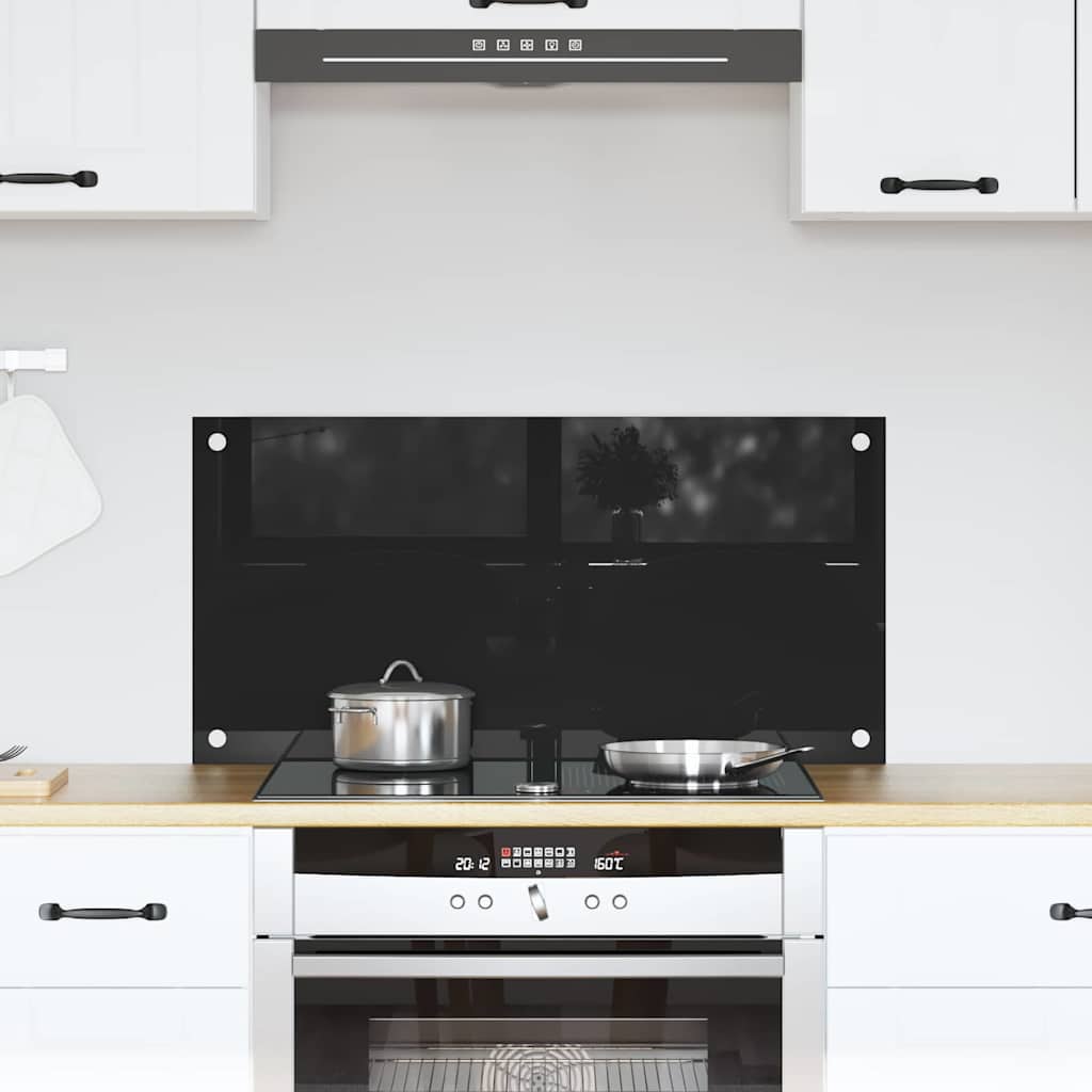 VidaXL paroi arrière de cuisine noir 80 x 40 cm verre trempé