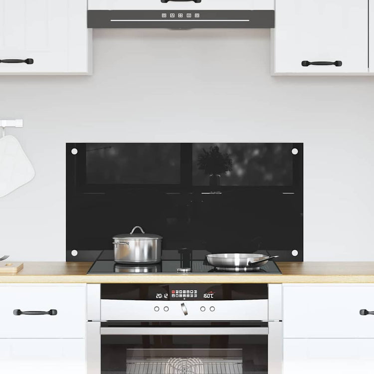 VidaXL paroi arrière de cuisine noir 80 x 40 cm verre trempé