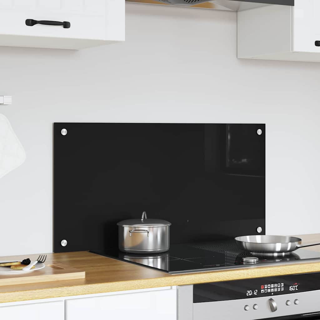 VidaXL paroi arrière de cuisine noir 80 x 40 cm verre trempé