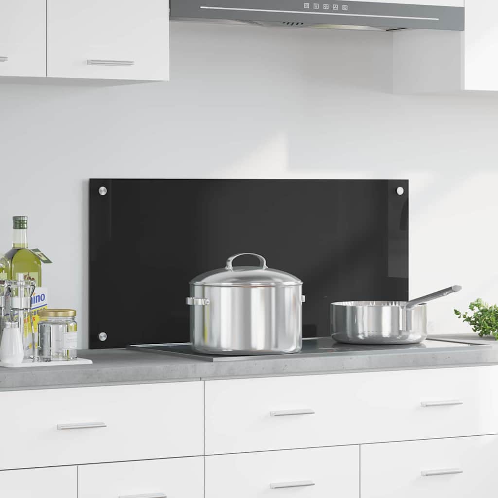 VidaXL paroi arrière de cuisine noir 90 x 40 cm verre trempé