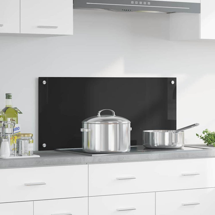 VidaXL paroi arrière de cuisine noir 90 x 40 cm verre trempé