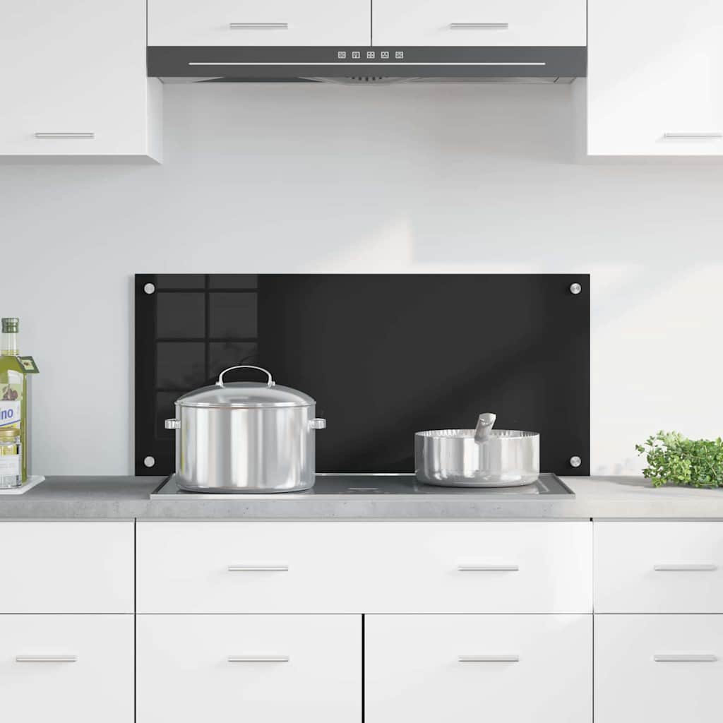 VidaXL paroi arrière de cuisine noir 90 x 40 cm verre trempé