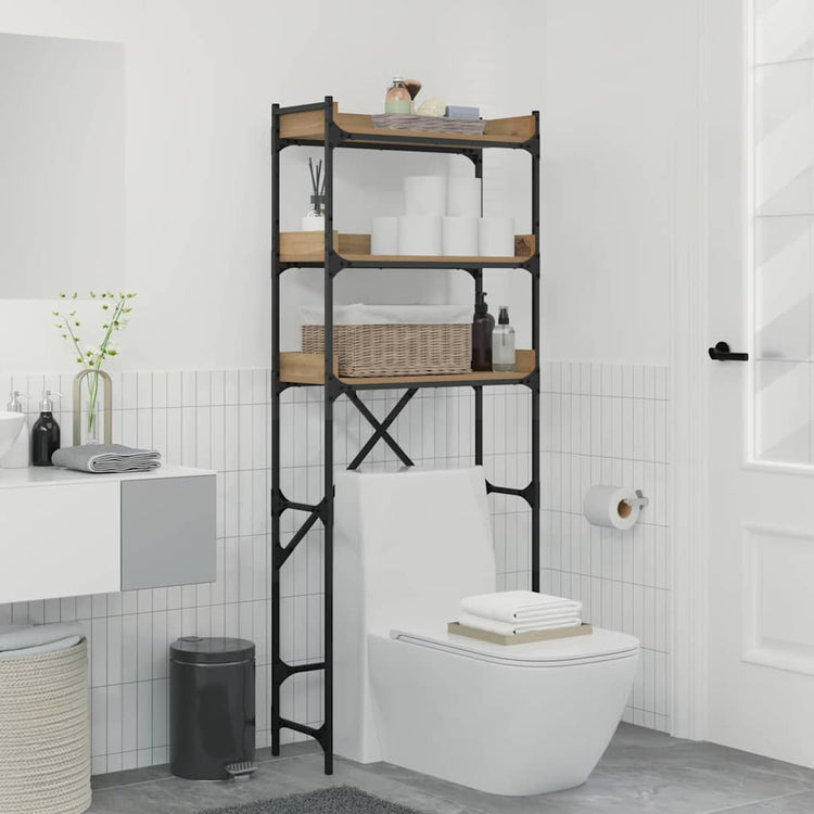 Vidaxx étagère pour machine à laver chêne artisanal 67 x 25 x 163 cm bois d'ingénierie