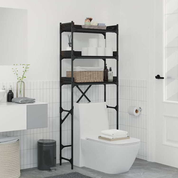 Vidaxx étagère pour machine à laver noir 0ak 67 x 25 x 163 cm bois traité