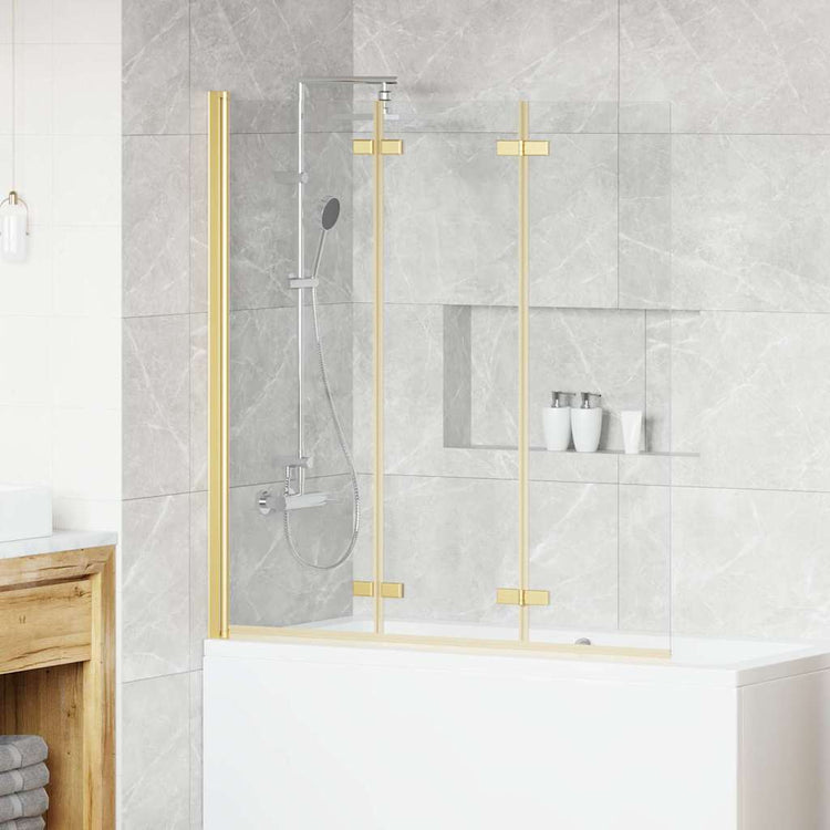 Paroi de douche Vidaxl or 130 x 138 cm verre ESG et aluminium