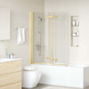 Paroi de douche Vidaxl or 130 x 138 cm verre ESG et aluminium