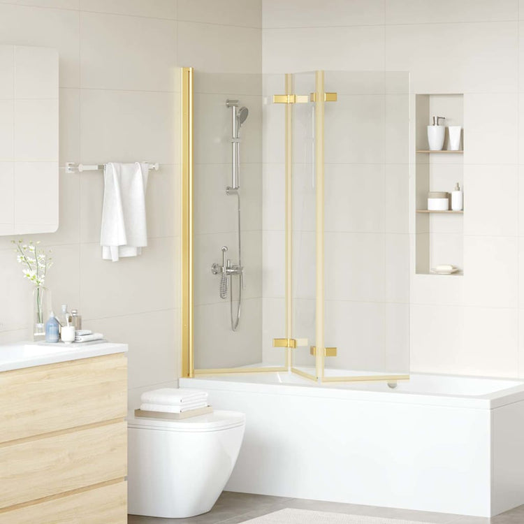 Paroi de douche Vidaxl or 130 x 138 cm verre ESG et aluminium