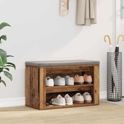 Vidaxl étagère à chaussures avec étagère vieux bois 75 x 35 x 45 cm bois traité