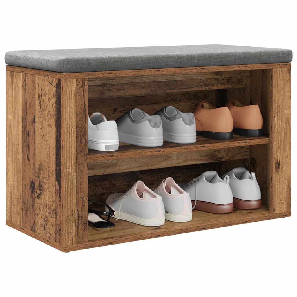 Vidaxl étagère à chaussures avec étagère vieux bois 75 x 35 x 45 cm bois traité