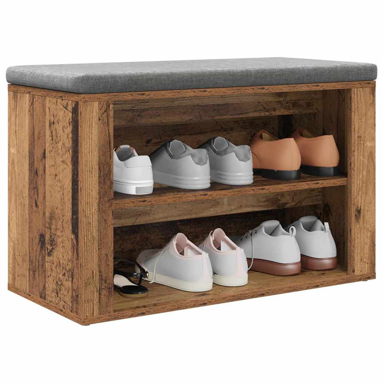 Vidaxl étagère à chaussures avec étagère vieux bois 75 x 35 x 45 cm bois traité