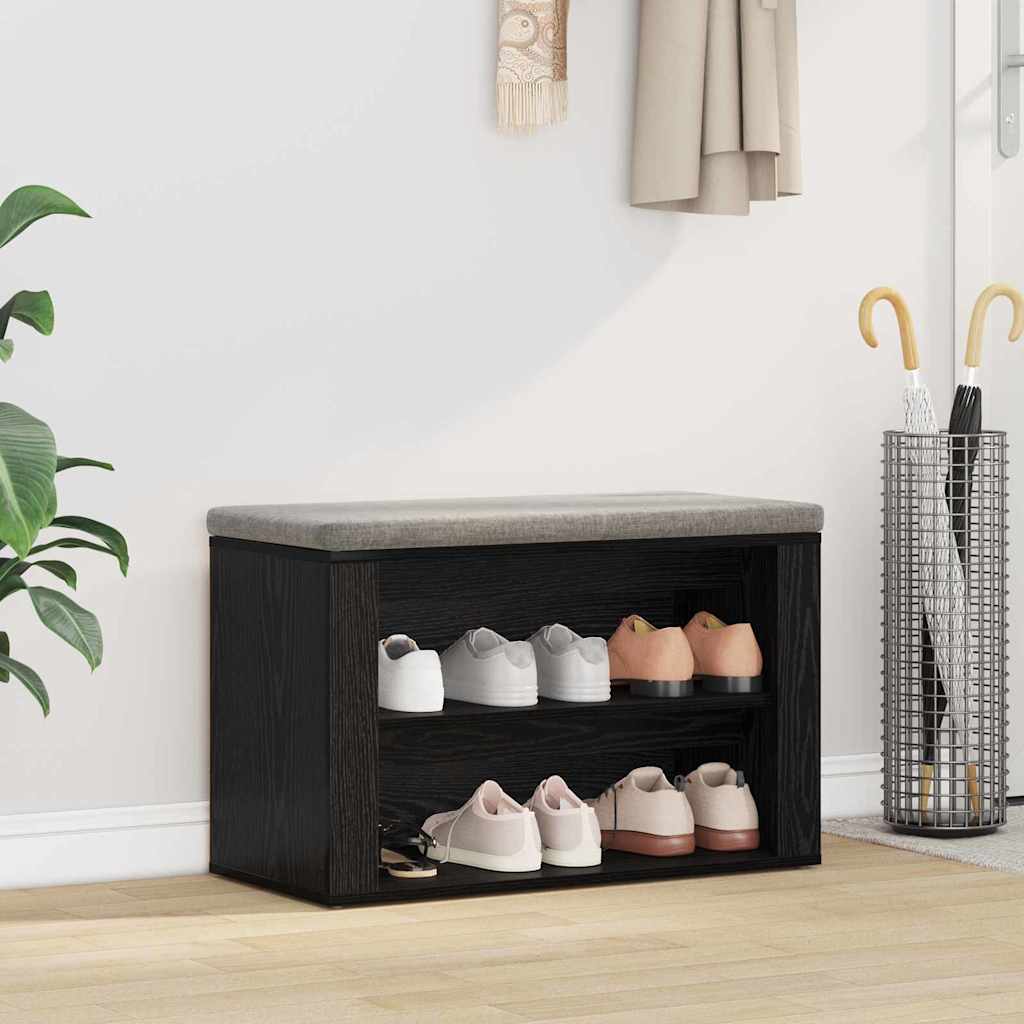 Vidaxl étagère à chaussures avec étagère chêne noir 75 x 35 x 45 cm bois fini