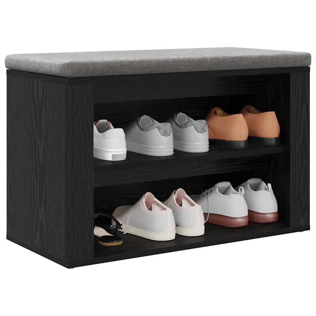 Vidaxl étagère à chaussures avec étagère chêne noir 75 x 35 x 45 cm bois fini