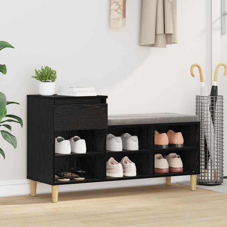 Vidaxl armoire à chaussures avec tiroir chêne noir 102 x 36 x 60 cm bois fini
