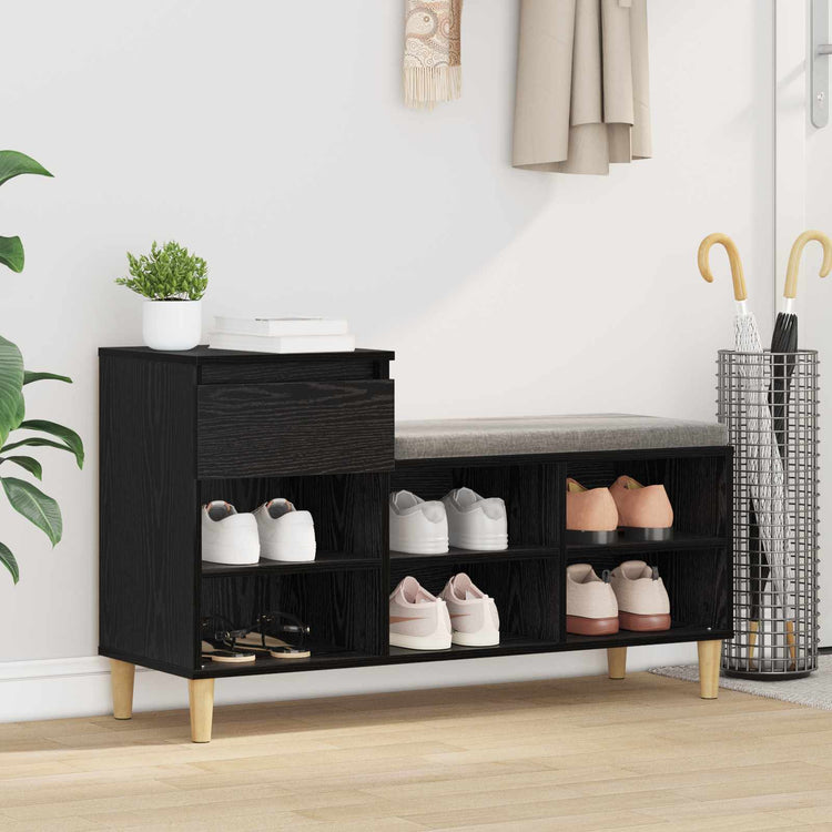 Vidaxl armoire à chaussures avec tiroir chêne noir 102 x 36 x 60 cm bois fini