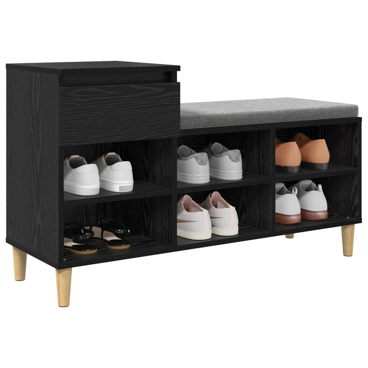 Vidaxl armoire à chaussures avec tiroir chêne noir 102 x 36 x 60 cm bois fini