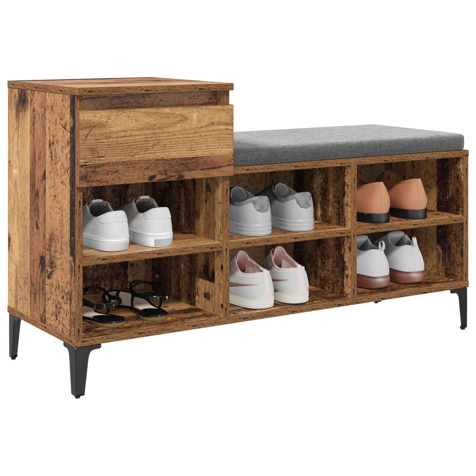 Vidaxx armoire à chaussures avec tiroir vieux bois 102 x 36 x 60 cm bois traité