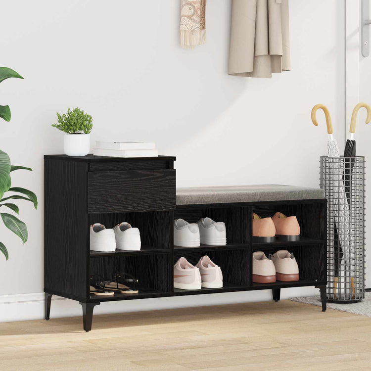 Vidaxl armoire à chaussures avec tiroir chêne noir 102 x 36 x 60 cm bois fini
