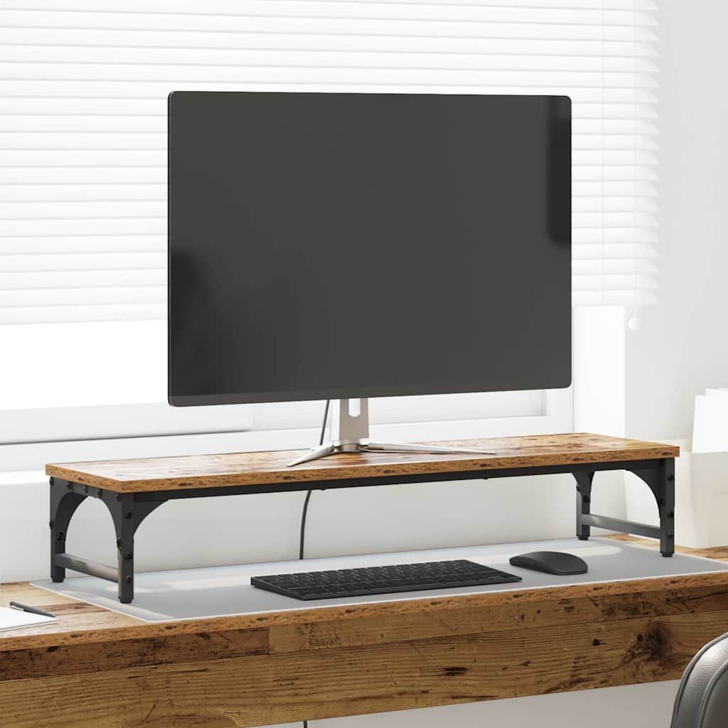 Vidaxxl support pour moniteur vieux bois 85 x 23 x 15,5 cm bois traité