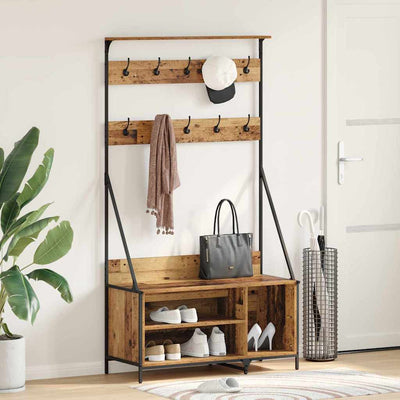 Vidaxl portant à vêtements avec étagère vieux bois 100 x 41 x 184 cm bois traité