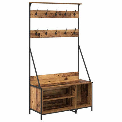 Vidaxl portant à vêtements avec étagère vieux bois 100 x 41 x 184 cm bois traité