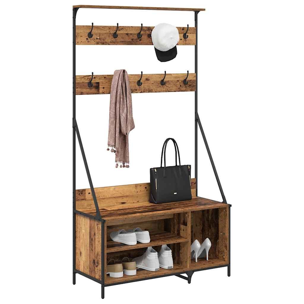 Vidaxl portant à vêtements avec étagère vieux bois 100 x 41 x 184 cm bois traité