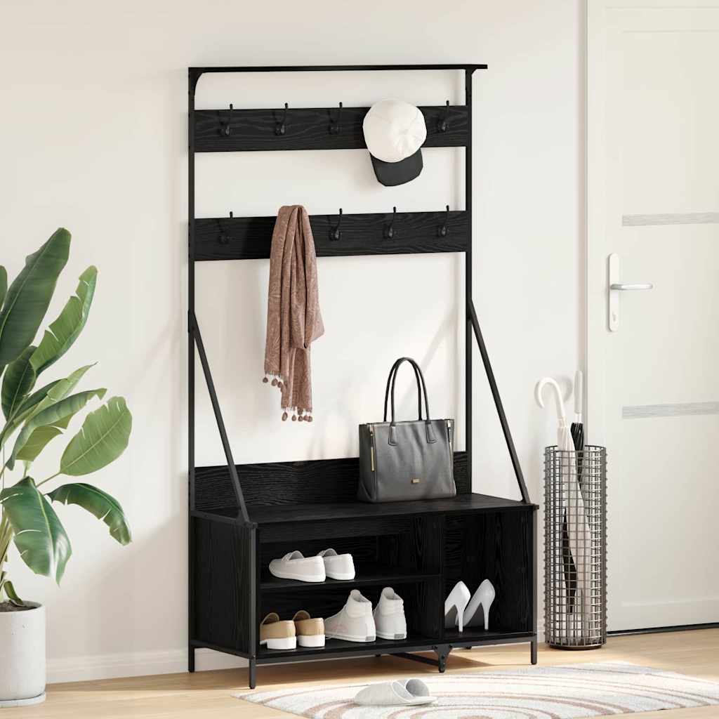 VidaXL portant à vêtements avec étagère chêne noir 100 x 41 x 184 cm bois fini