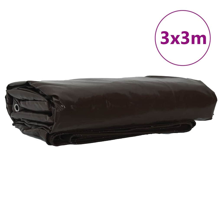 Bâche Vidaxl 650g m² marron toile 3 x 3 m avec enduction PVC